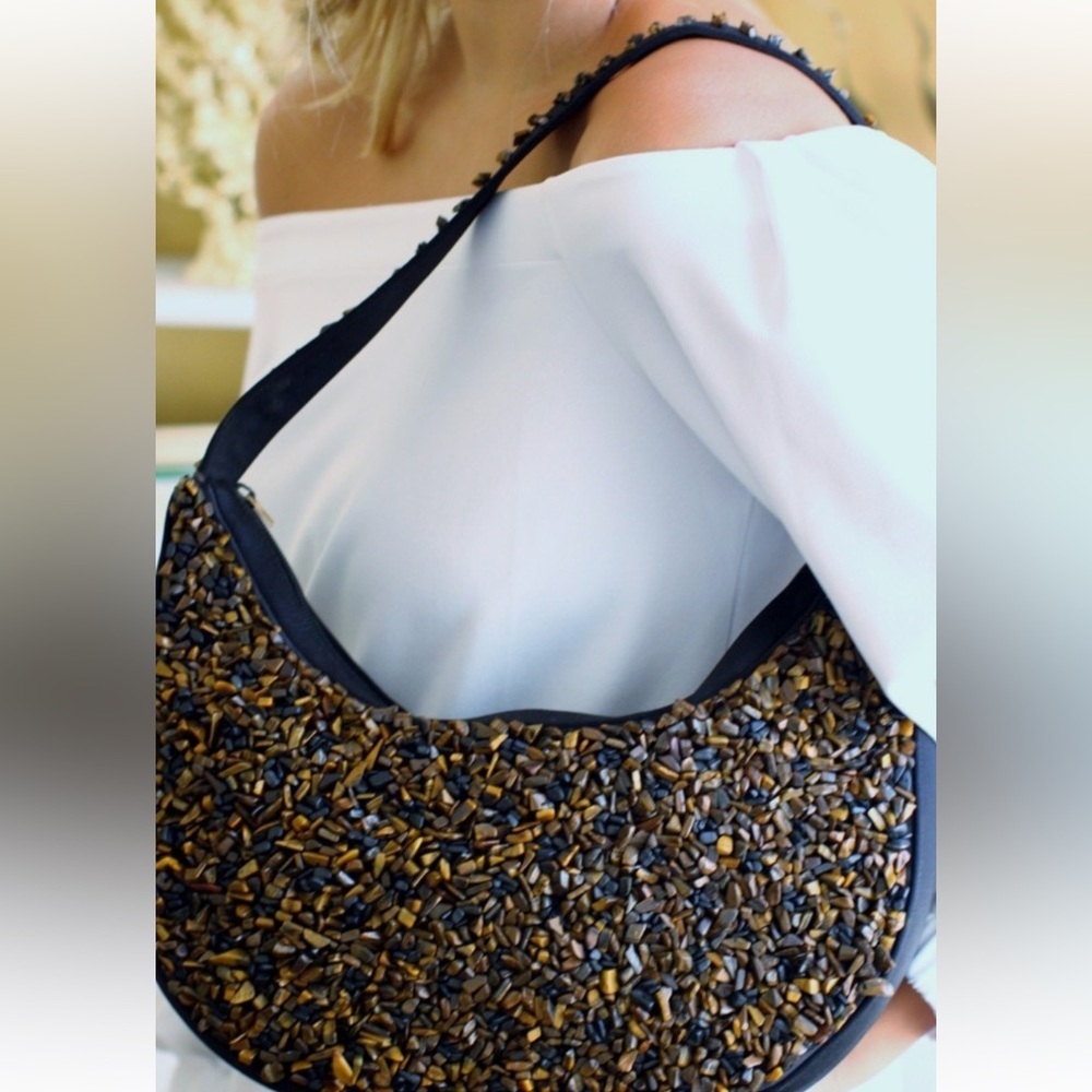 Authentic Timmy woods Semi-precious Tiger’s eye gemstone bag. - Picture 9 of 9